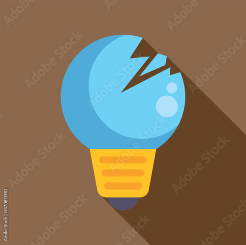 Broken light bulb illustration showing a vanished or failed idea and creative block