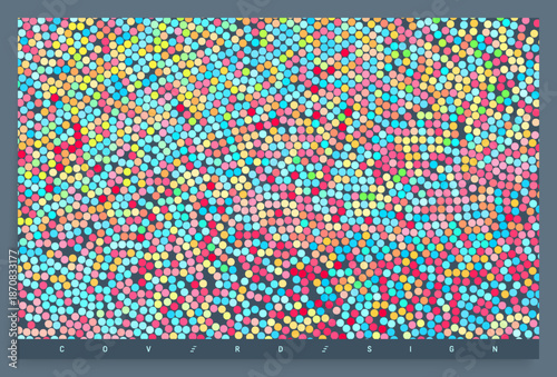 Abstract background. Polka dots pattern. Many different circles arranged randomly. Illustration for cover, card, postcard, interior design, decor or print.