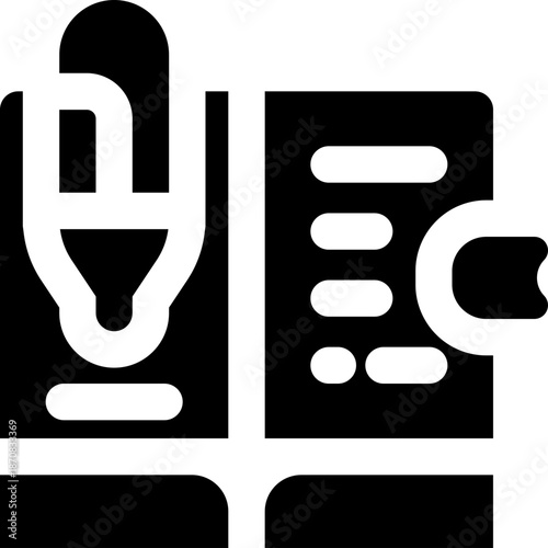 write glyph icon. Strong and solid vector icon for websites, mobile interfaces, presentations, and visual branding. High quality and easy to edit.