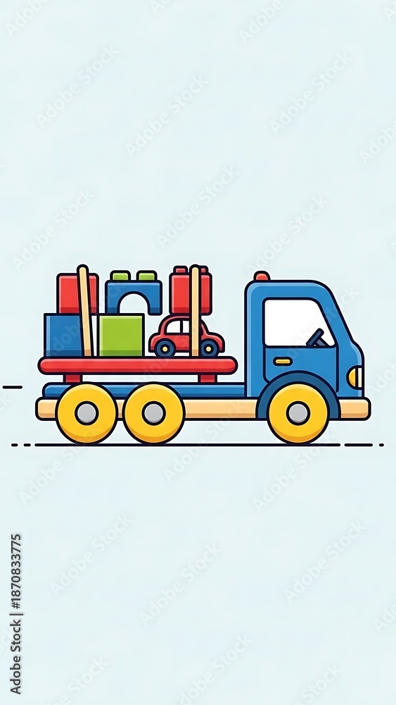 Naklejka premium Colorful cartoon truck with luggage.