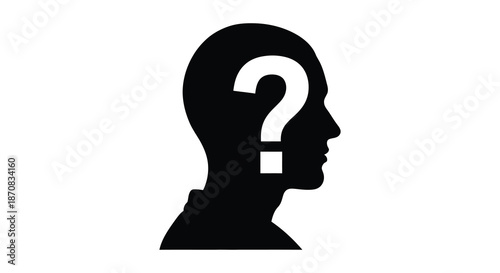 A human head outline with a question mark inside a striking silhouette