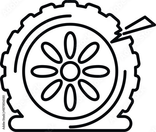 Vehicle wheel with a puncture losing air, depicting car trouble and emergency service