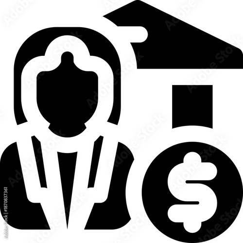 banker glyph icon. Strong and solid vector icon for websites, mobile interfaces, presentations, and visual branding. High quality and easy to edit.