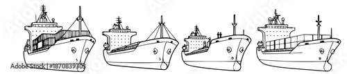 Collection of Cargo Ships in Various Configurations for Global Maritime Transport