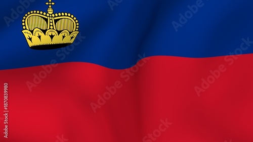 Tableau sur toile Liechtenstein flag waving background with realistic fabric texture and crown