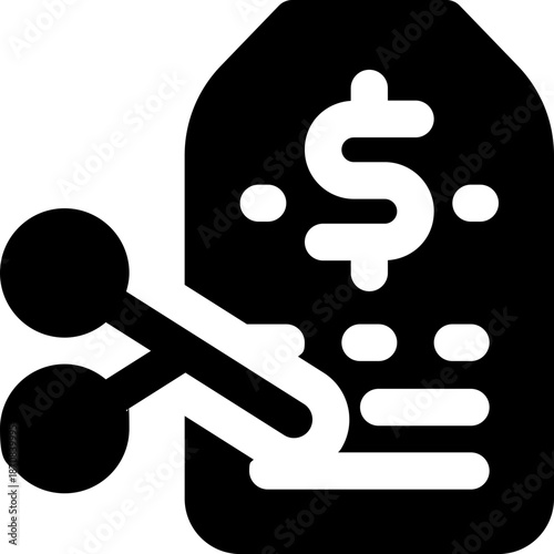 price cut glyph icon. Strong and solid vector icon for websites, mobile interfaces, presentations, and visual branding. High quality and easy to edit.