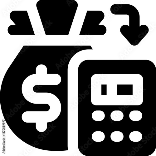 cost glyph icon. Strong and solid vector icon for websites, mobile interfaces, presentations, and visual branding. High quality and easy to edit.