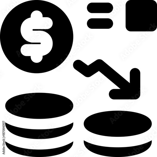 loss glyph icon. Strong and solid vector icon for websites, mobile interfaces, presentations, and visual branding. High quality and easy to edit.