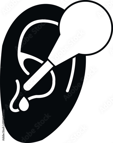 Ear showing a pipette applying drops, representing medical treatment and care