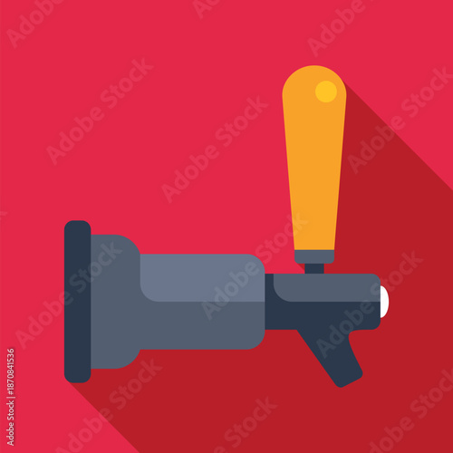 Beer tap serving alcohol with a modern flat design and long shadow effect