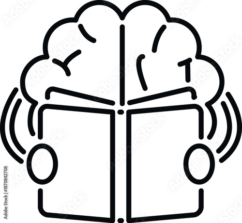 Brain absorbing knowledge from an open book representing education and intelligence