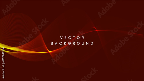 Dynamic abstract background with flowing red waves or crimson silk curves and bright yellow light streaks on a dark maroon backdrop