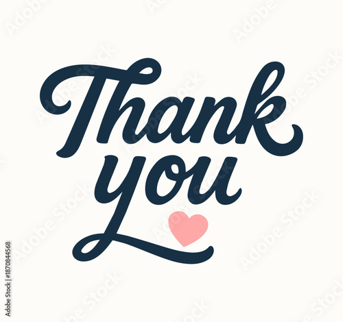 Elegant handwritten Thank You lettering in modern calligraphy style, isolated on a white background. Perfect for greeting cards, posters, invitations, and decorative typography projects expressing