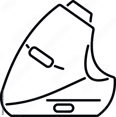 Line drawing of a hearing aid representing sound amplification for hearing loss