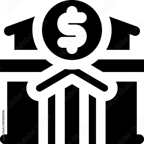 banking glyph icon. Strong and solid vector icon for websites, mobile interfaces, presentations, and visual branding. High quality and easy to edit.