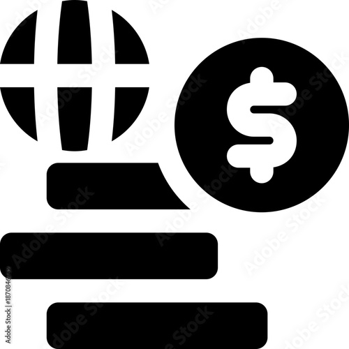 global economy glyph icon. Strong and solid vector icon for websites, mobile interfaces, presentations, and visual branding. High quality and easy to edit.