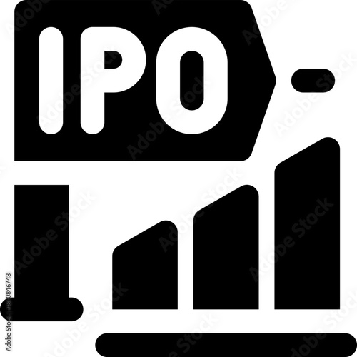 ipo glyph icon. Strong and solid vector icon for websites, mobile interfaces, presentations, and visual branding. High quality and easy to edit.
