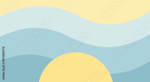 Abstract Minimalist Composition of Wavy Shapes with Soft Pastel Colors