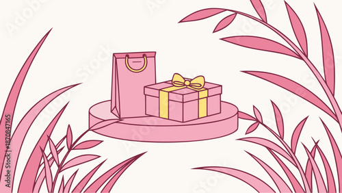 Digital Rendering of Pink Product Display Illustration