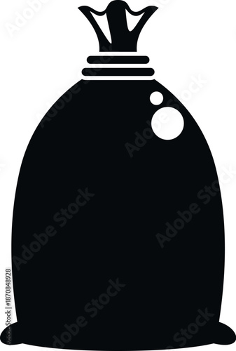 Black silhouette of a tied sack, illustrating storage and supply