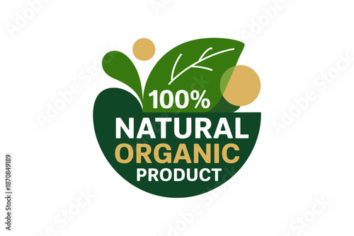 One hundred percent natural organic product seal design element.