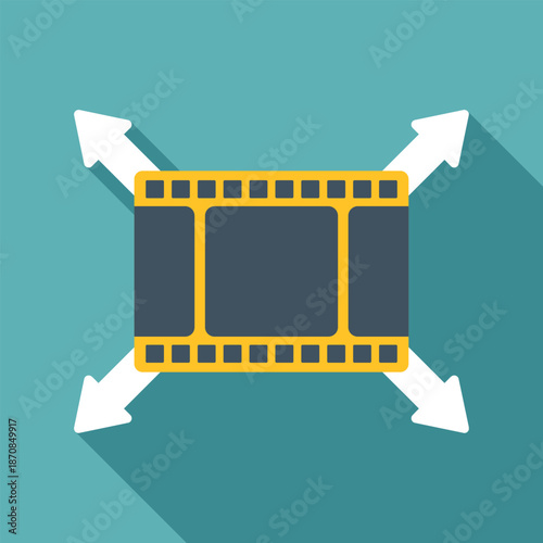 Film strip icon showing arrows expanding to fullscreen mode