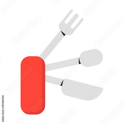 Pocket Knife with Kitchen Utensils Illustration
