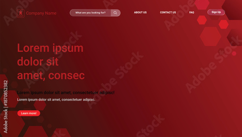 Red Gradient Hexagon Web Design Template
