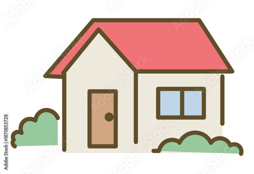 Single Family House In Suburban Area Representing Residential Living, Home Ownership, Real Estate Property, Housing Concept And Everyday Life Illustration For Web, Print And Educational Use