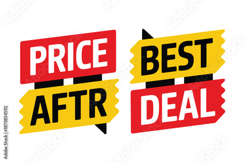 Two promotional sale banners display best deal and after price.