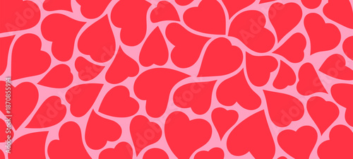 red heart pattern on pink, symbolizing love and romance. Abstract vector background for Valentines Day and wedding design.