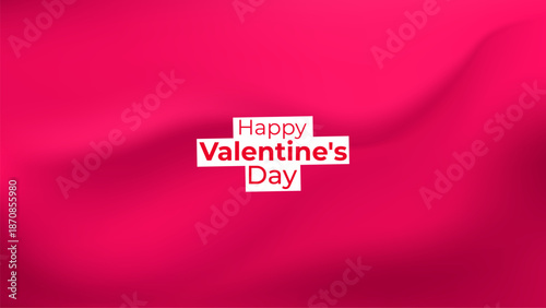 Happy Valentines Day text on soft pink background with subtle ripples. Holiday greeting for couples, lovers, and romantic celebrations.