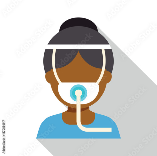 Patient wearing an oxygen mask for breathing support, representing healthcare and medical treatment