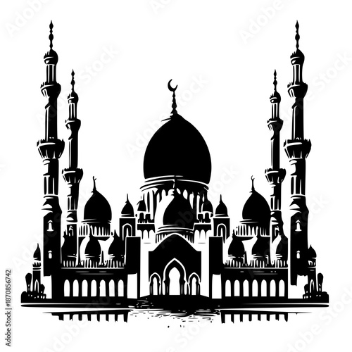 silhouette of mosque in istanbul , vector illustration of a Istanbul background 
