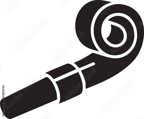 Curled Party Blowout Noisemaker Celebration Horn Silhouettes isolated on white background