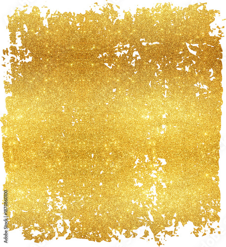 Foto Large gold glitter grunge box texture isolated