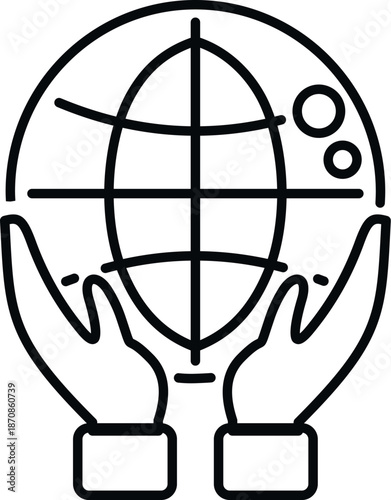 Hands holding terrestrial globe icon, representing global protection and conservation