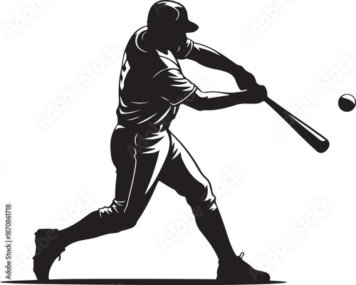 A silhouette of a baseball player in the midst of a powerful swing