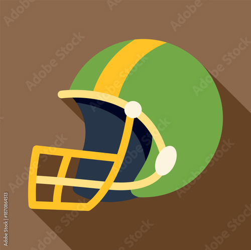 Green and yellow football helmet icon for sports and championships