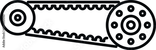 Belt drive mechanism with two pulleys and a toothed timing belt