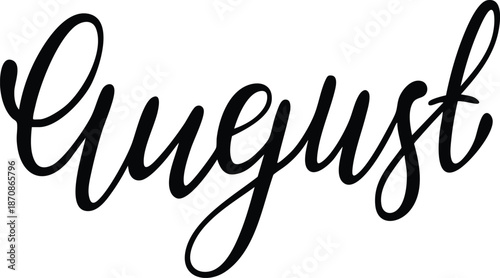 Elegant August calligraphy script a handwritten word for summer season branding and design isolated on a white background