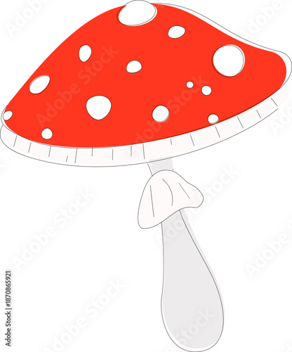  Fly agaric mushroom in cartoon style