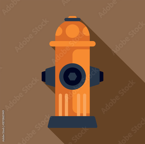 Fire hydrant illustration in flat design style with long shadow