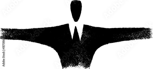 Minimalist silhouette of businessman with outstretched arms