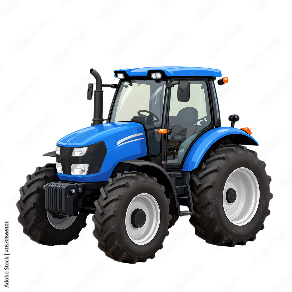 Obraz premium Large Blue Modern Farm Tractor Isolated