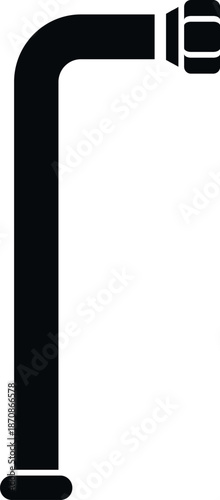 Black simple pipe elbow fitting isolated on a white background