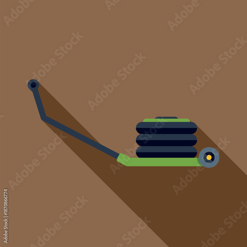 Pneumatic jack providing vehicle lifting service in auto garage