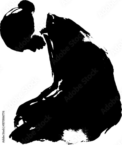 Silhouette of seated woman in reflection pose