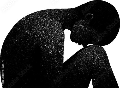 Contemplative silhouette: african adult male in thoughtful pose