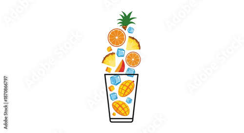 Fruit Smoothie in a Glass Container.